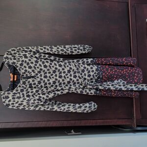 Tory Burch Lisa Silk Navy Floral Dress with Orange Accents 8